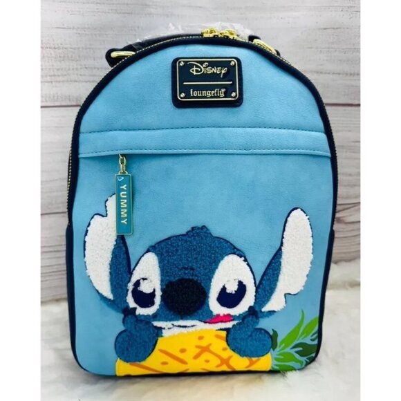 Loungefly Disney Lilo & Stitch Chenille Pineapple Mini Backpack NWT